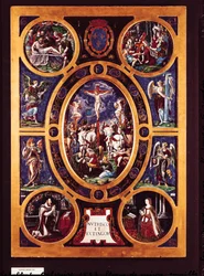 Altaarstuk van Sainte-Chapelle, de kruisiging, geëmailleerd door Leonard Limosin, 1553